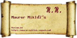 Maurer Miklós névjegykártya